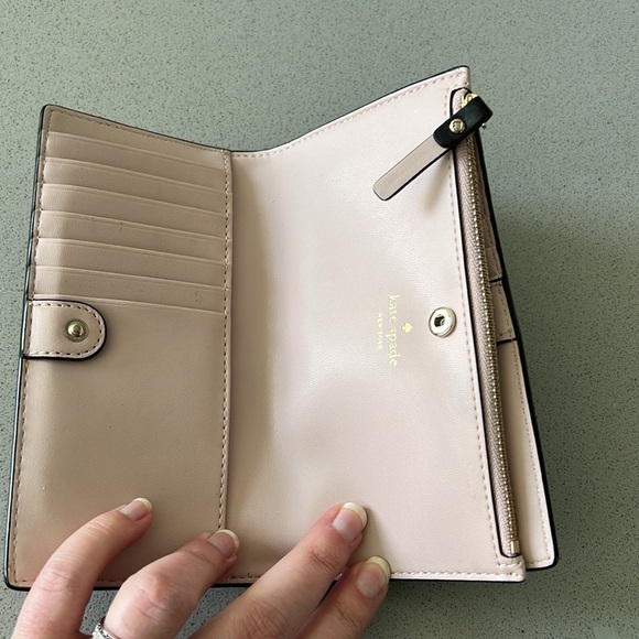 Kate Spade Black & Pink Double Bifold Wallet with Coin Pouch - Picture 5 of 10